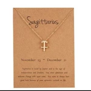 Sagittarius Zodiac Gold Tone Chain Link Necklace